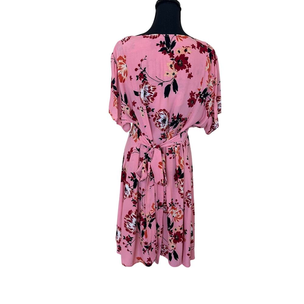 City Chic Pink Floral Mini Wrap Dress Size 20 Work Party Wedding Romantic $100 - Picture 8 of 10